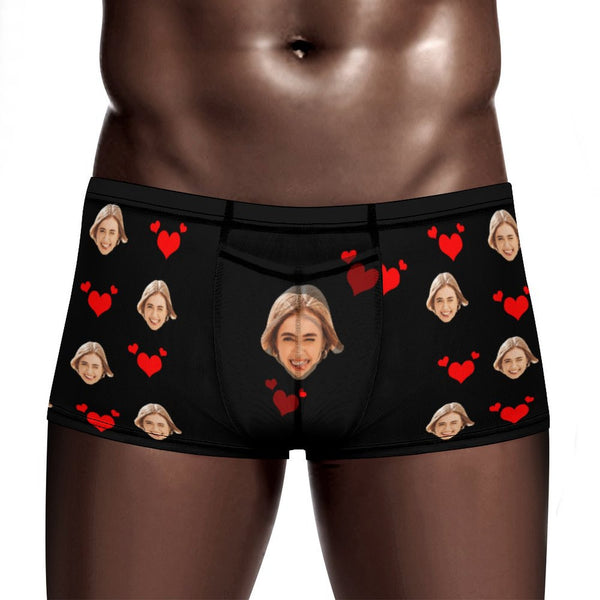 Custom Face Mesh Fabric Underwear Personalized Couple Red Heart Underwear For Men&Women#Valentine's Day Gift