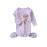 Personalized Baby Name&Birth Month Flower Baby Gown Mom T-shirt Custom New Baby Sleeping Bag Oufit Pajama&Mom T-shirt