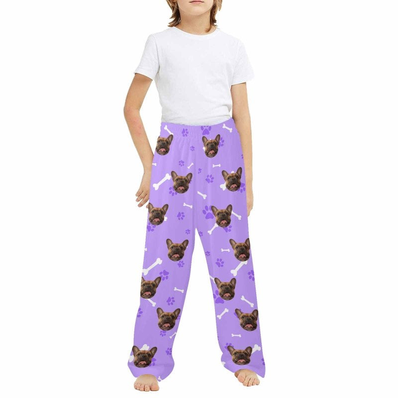 Kids Pants# Custom Dog Face Kid's Pajama Pants Personalized 5 Colors Pajama Pants