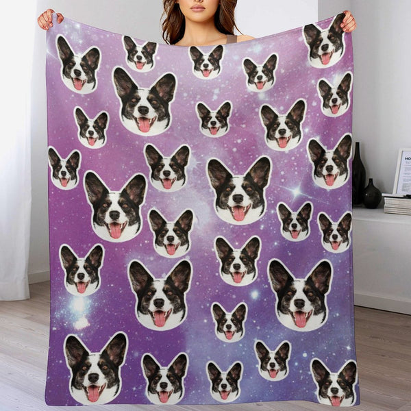 Custom Purple Starry Sky Face Blanket