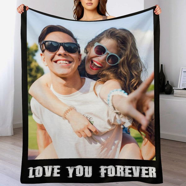 Personalized Flannel Fleece Photo Blanket Love You Forever