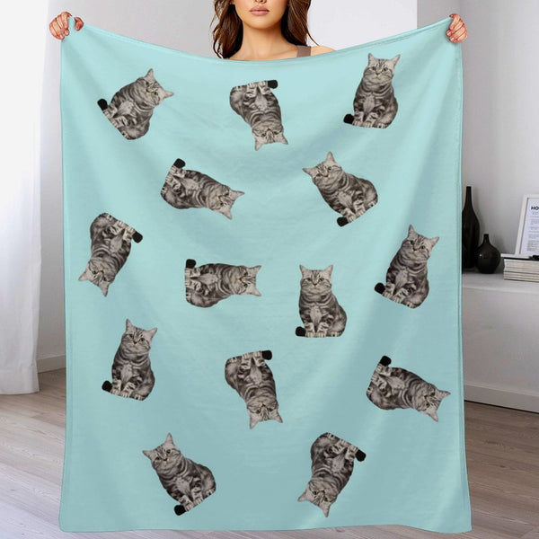 Custom Photo Blue Fleece Blanket