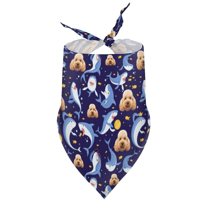 Custom Kid's Pajama Pants Personalized Face Little Shark Pajama Pants&Dog Bandana