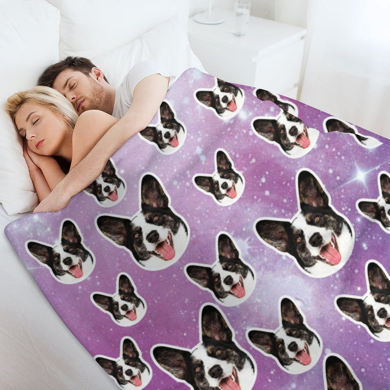 Custom Purple Starry Sky Face Blanket