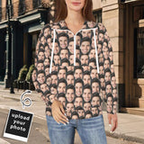 Custom Multi-Face Sweatshirt Hoodie Personalized Face Women's Lapel Half Zip Pullover Drawstring Sweatshirts