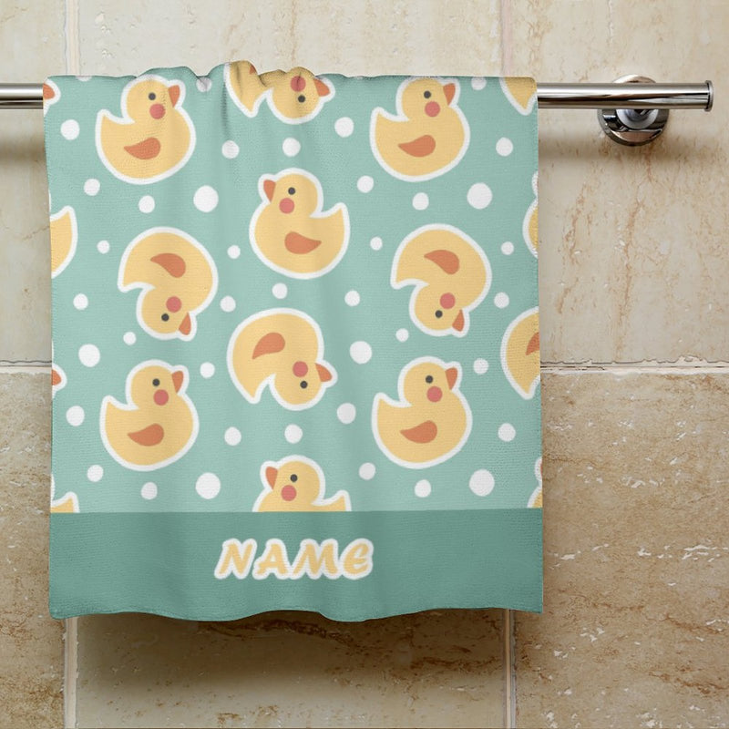 Personalized Name Towel Soft Superfine Fiber Towel&Coral Fleece Little Duck Towel