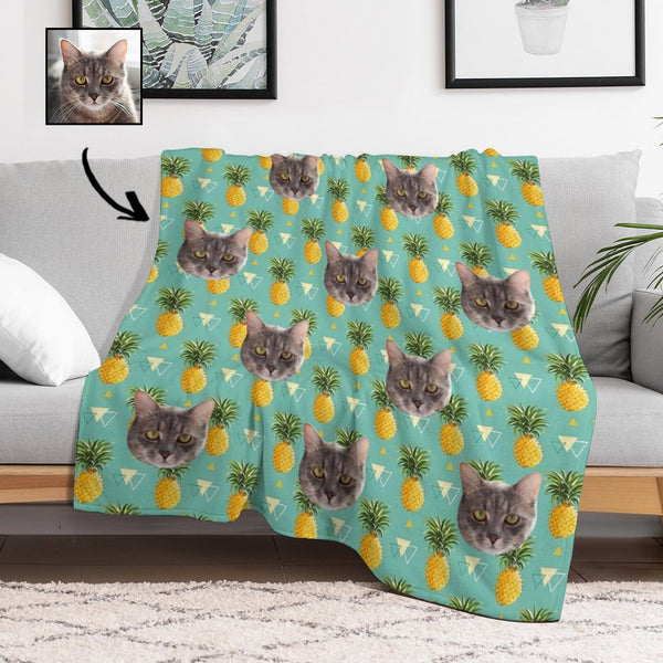 Personalized Flannel Fleece Photo Face Pineapple Blankets