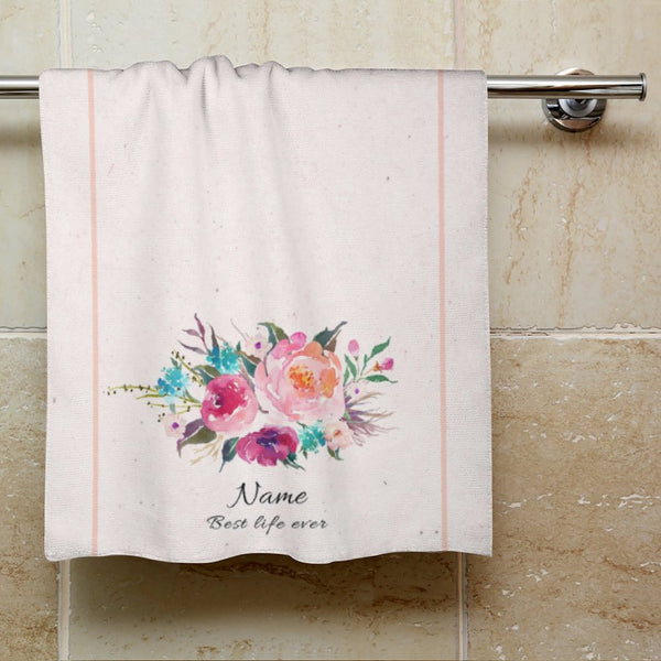 Personalized Name Flowers Towel Soft Superfine Fiber Towel&Coral Fleece Towel