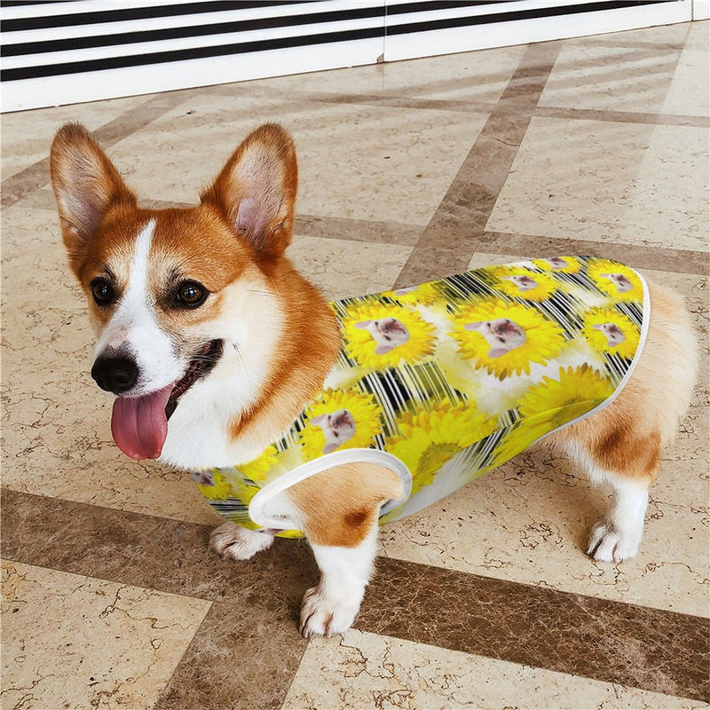 Personalized Women's Tank Top&Pet's Vest Custom Face on Sunflower Tank Top