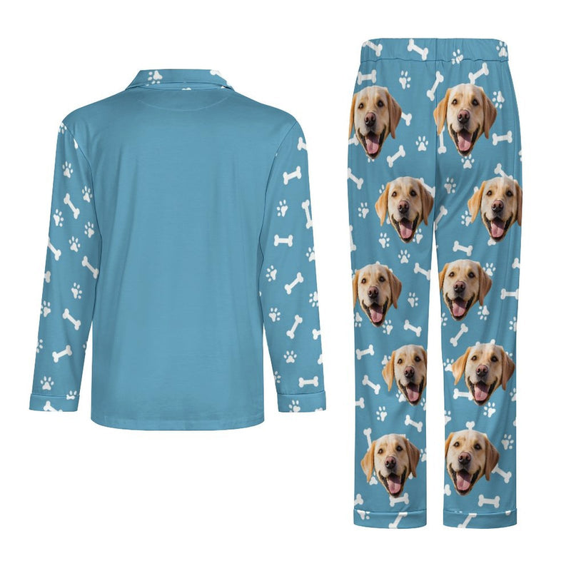 Custom Face Long Sleeve Pajamas Set Personalized Pet Face&Name Pajama For Men&Women