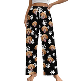 Custom Dog Paw Face Pajama Pants For Women&Men 30 Colors To Choose