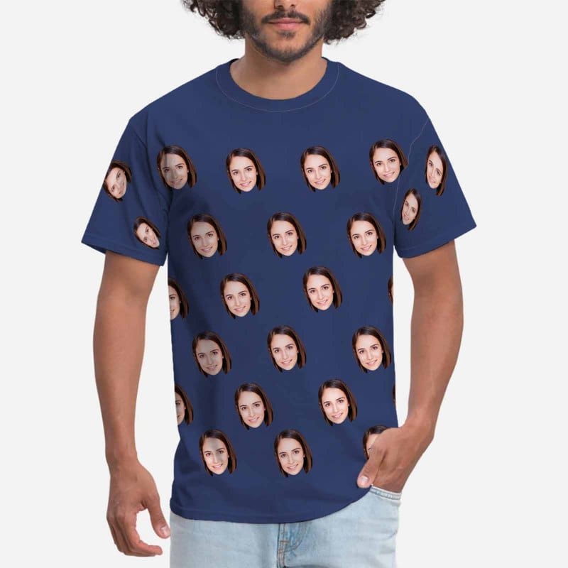 Custom Face Funny Selfie Men's Print T-shirt Made For You Custom Tee Shirt Design for Him