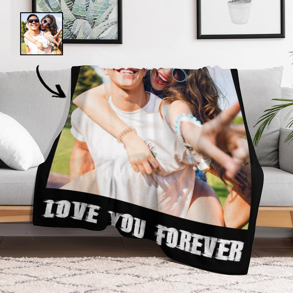 Personalized Flannel Fleece Photo Blanket Love You Forever