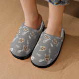 Personalized Cat Face Fish Bones 6 Colors Cotton Slipper For Family