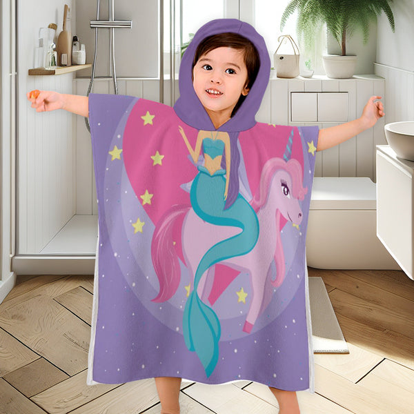 Children's Bath Towel With Hood Mermaid Towel For Kids