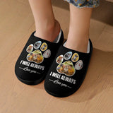 Personalized Photo Paw Black Cotton Slipper For Family