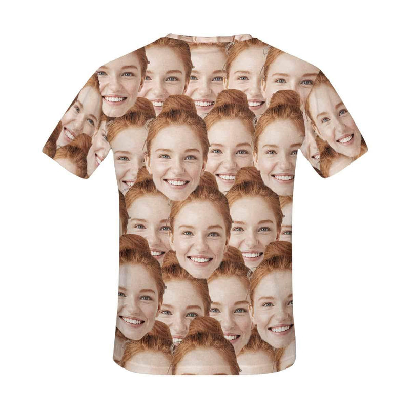 Custom Face Seamless Photo Happiness Matching Couple All Over Print T Shirts Made for You Custom T-shirt