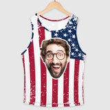 Custom Face Flag Women Vest T-shirt Personalized Sports Vest T-shirt Gift