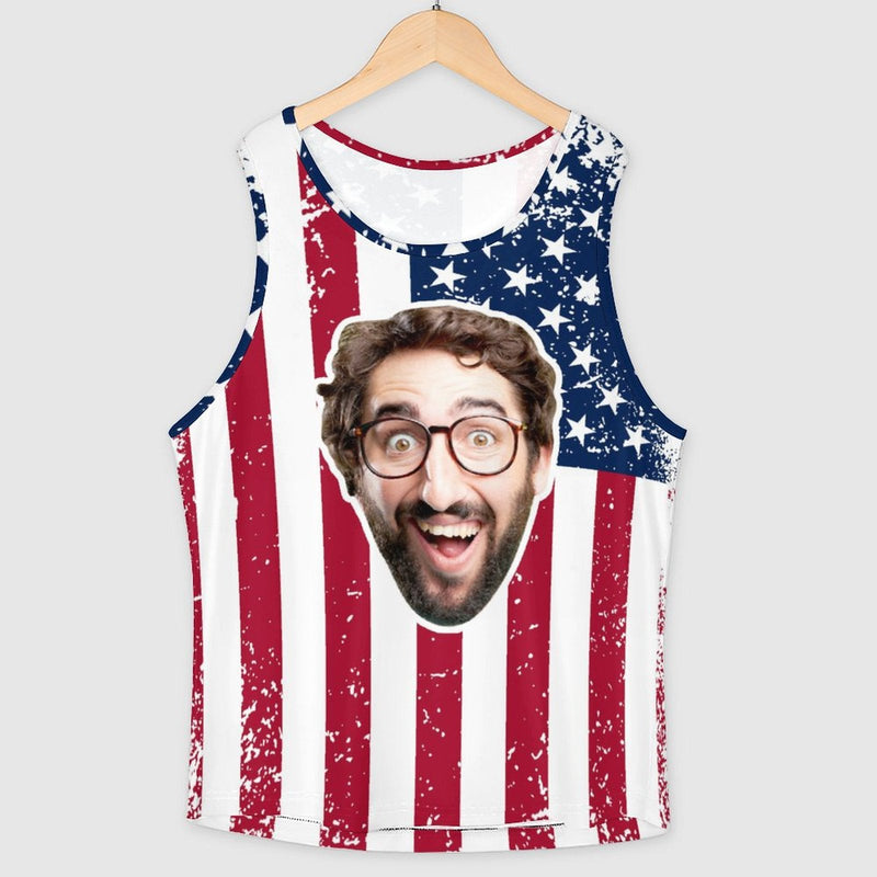 Custom Face Flag Women Vest T-shirt Personalized Sports Vest T-shirt Gift