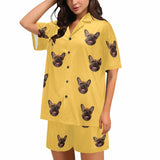 Custom Face Loungewear Personalized Photo Sleepwear Women's V-Neck Short Pajama Set