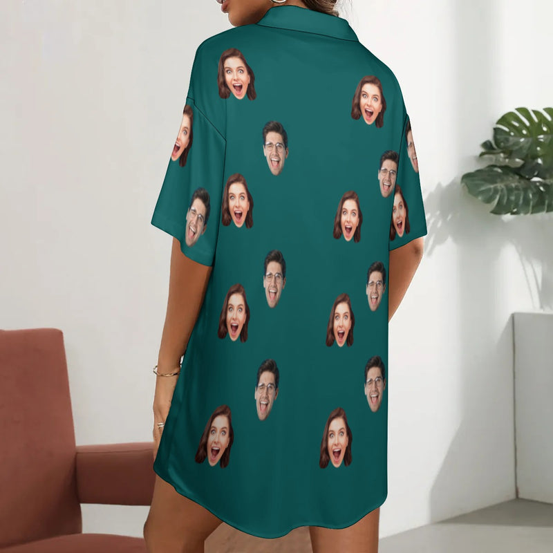 Custom Face Women's Shirt Sleepdress Pajama Personalized Face Nightgown Sleepwear
