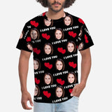 Custom Face I Love You Matching Couple T Shirts Add Your Own Personalized Photo or Image