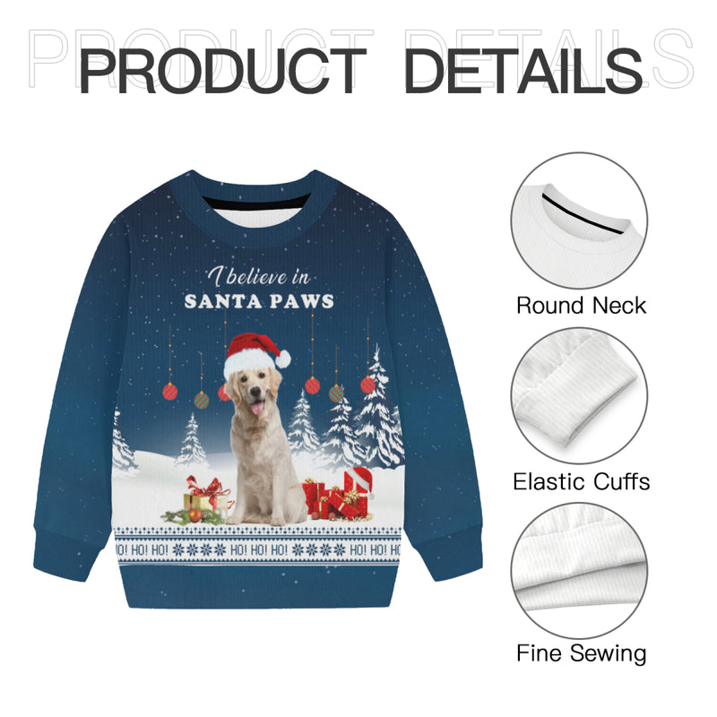 Custom Crewneck Thick Sweater For Adults&Kids Personalized Christmas Blue Ugly Sweater