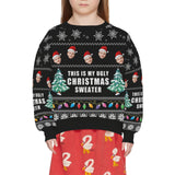 Custom Crewneck Thick Sweater For Adults&Kids Personalized Christmas Black Ugly Sweater