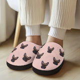 Custom Face Women's Pajama Set&Cotton Slippers Personalized Women's Pink Dog Face Long Sleeve Pajama Set&Slippers