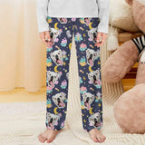 Custom Kid's Pajama Pants Personalized Face Moon Night Pajama Pants&Dog Bandana