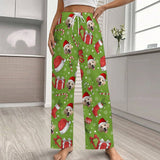 Personalized Men&Women Pajama Pants&Christmas Hat Custom Light Green Pants For Christmas Party