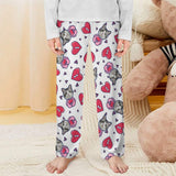 Custom Kid's Pajama Pants Personalized Face Red Heart Pajama Pants&Dog Bandana