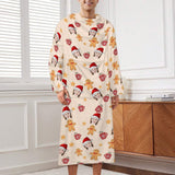 Personalized Face Christmas Cookie Man Blanket Robe Loungewear