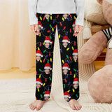 Unisex Pajama Pants Custom Face Christmas Black Pajama Pants For Men&Women&Kids Personalized Any Photos Pajama Pants