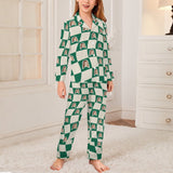 Custom Face Pajamas Set Personalized Green Family Matching Long Sleeve Button Pajama Set