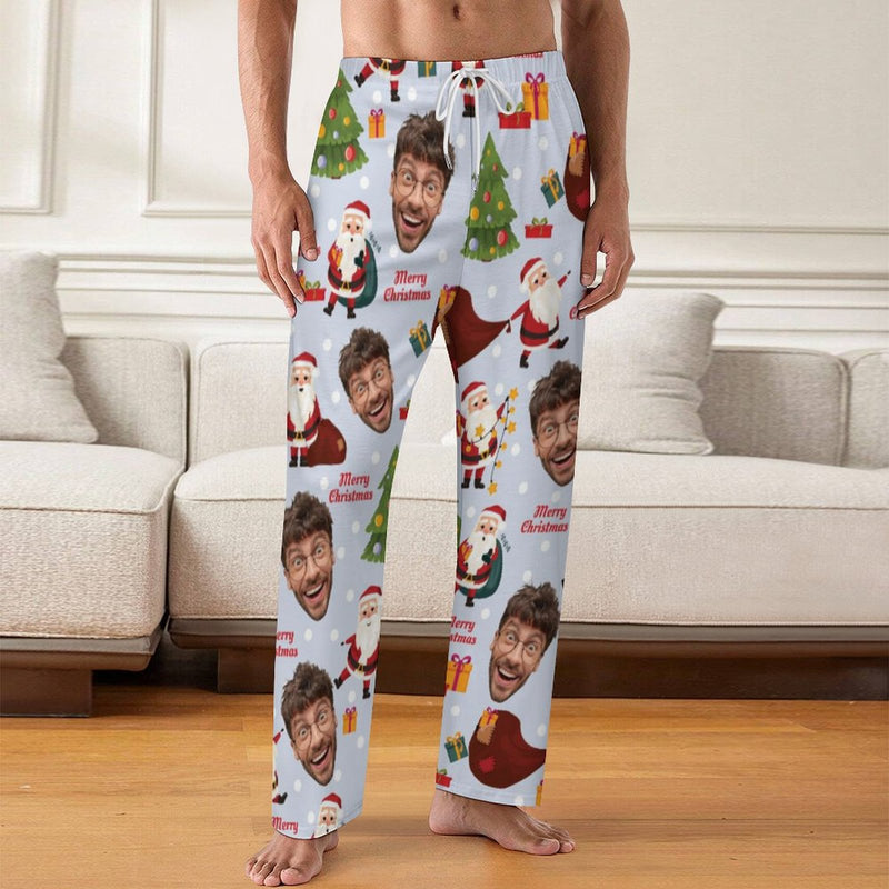 Personalized Men&Women Pajama Pants&Christmas Hat Custom Pants For Christmas Party