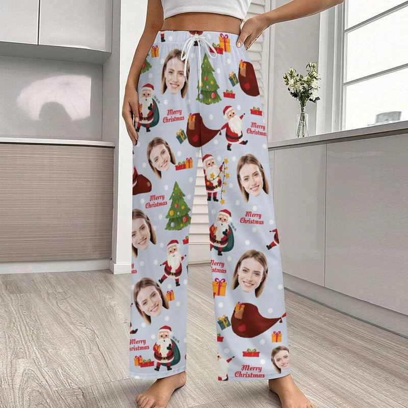 Personalized Men&Women Pajama Pants&Christmas Hat Custom Pants For Christmas Party