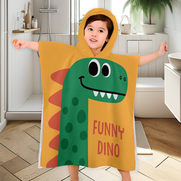 Children's Bath Towel With Hood Funny Dino Towel For Kids