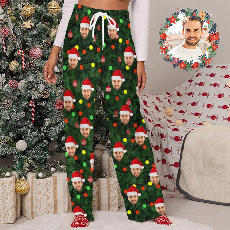Unisex Pajama Pants Custom Face Christmas Pajama Pants For Men&Women Personalized Any Photos Pajama Pants