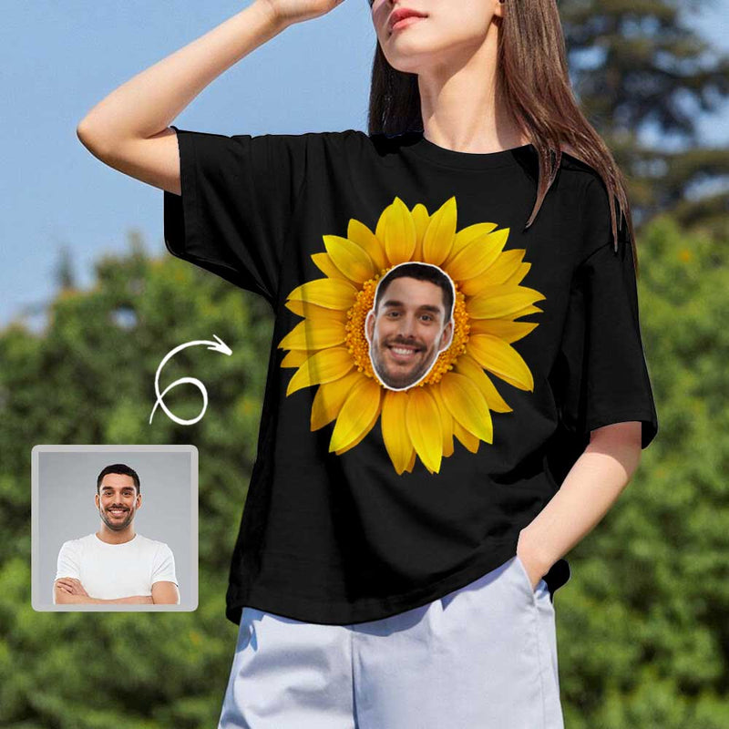 Custom Boyfriend Face Sunflower Women's All Over Print T-shirt