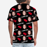 Custom Face I Love You Matching Couple T Shirts Add Your Own Personalized Photo or Image