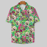 Custom Face Men's Shirt&Pet Shirt Personalized Face Green Hawaiian Shirt&Pet Shirt For Pet Lovers