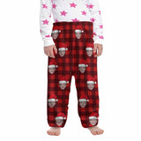 Coral Fleece Pajama Pants Personalized Any Face Red Christmas Pajama Pants For Men&Women&Kids