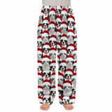 Coral Fleece Pajama Pants Custom Face Christmas Red Hat Warm and Comfortable Sleepwear Long Pajama Pants For Men Women Kids