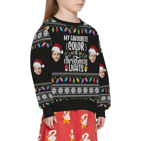 Custom Crewneck Thick Sweater For Adults&Kids Personalized Christmas Family Black Ugly Sweater