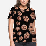 Custom Boyfriend Face Circle Shape Women's All Over Print T-shirt