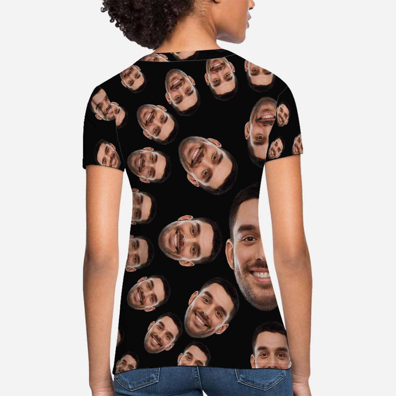 Custom Boyfriend Face Circle Shape Women's All Over Print T-shirt