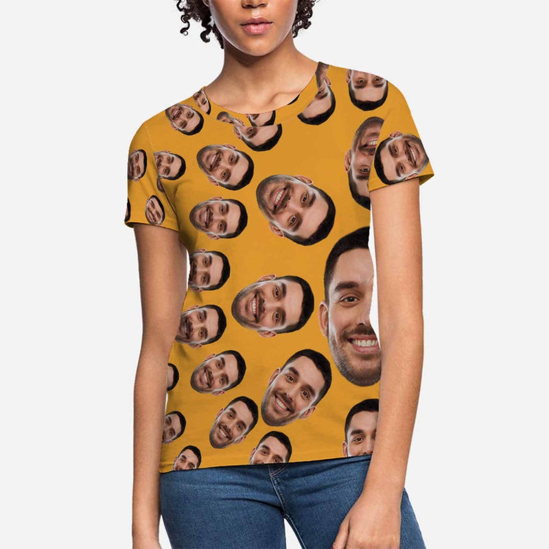 Custom Boyfriend Face Circle Shape Women's All Over Print T-shirt