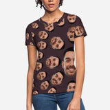 Custom Boyfriend Face Circle Shape Women's All Over Print T-shirt