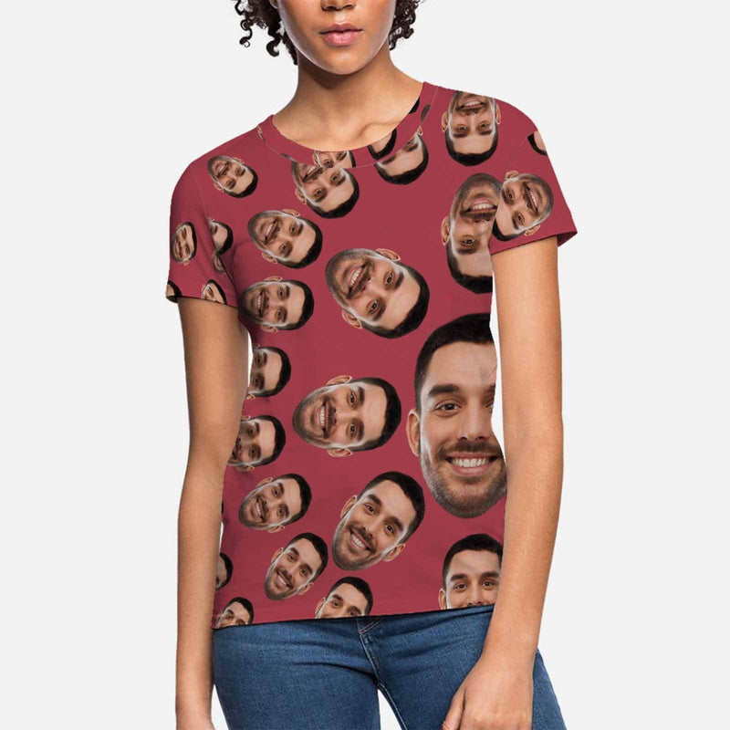 Custom Boyfriend Face Circle Shape Women's All Over Print T-shirt